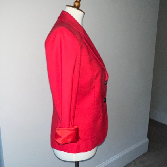 J.Crew Size 2 Red Suiting Two Button Jacket/Blazer with Leather Button - Picture 6 of 16